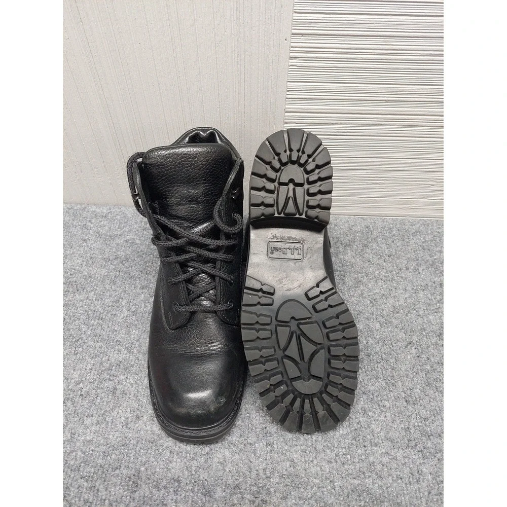 L L Bean Men Boot Shoe 7.5 Black Genuine Leather Lace Up Tactical Military Ankle